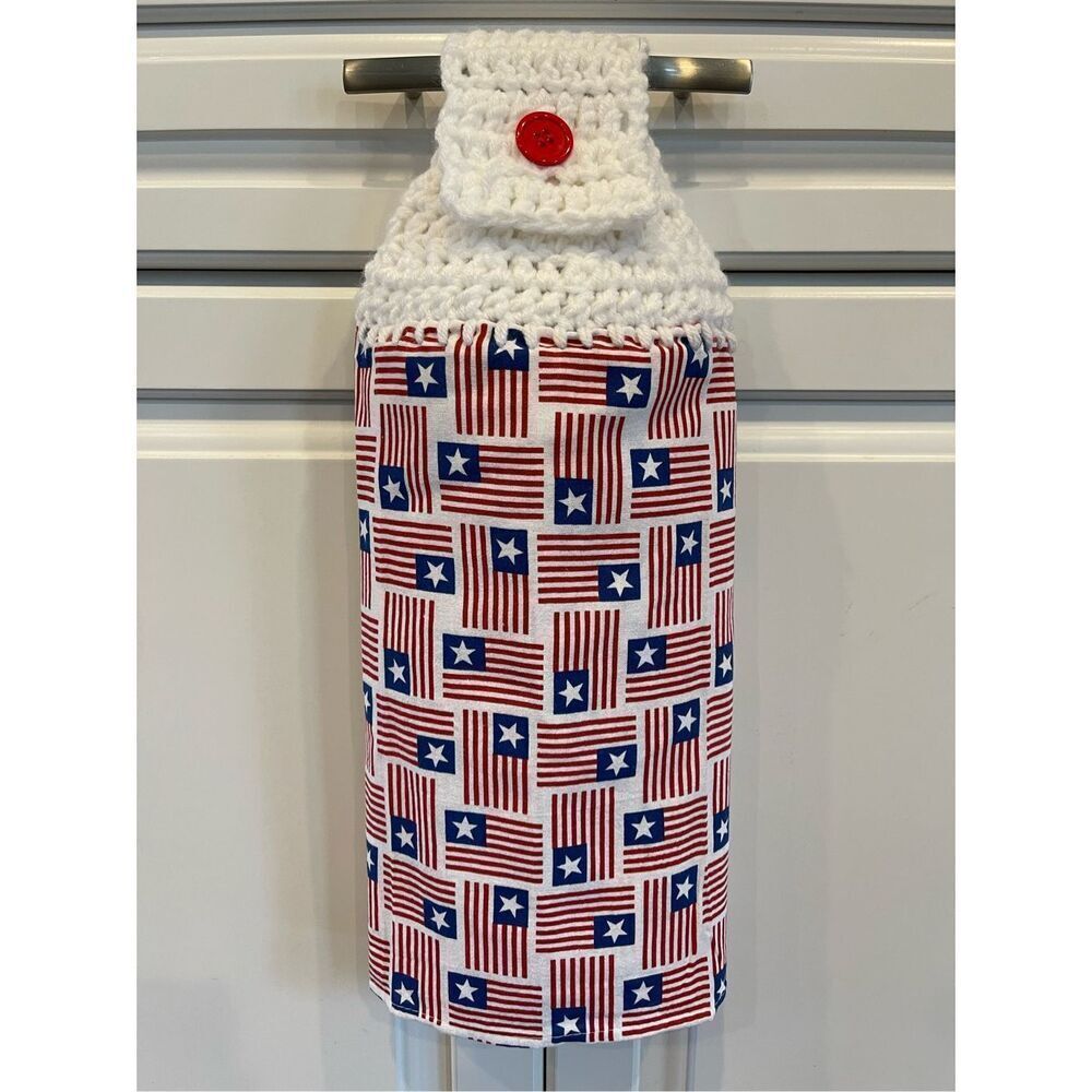Crochet Top Kitchen Towel- American Flags